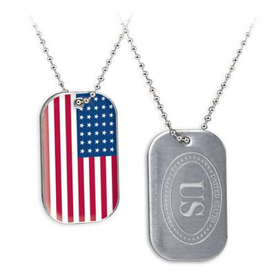 Beli Tanda KTP Hewan Peliharaan Bebas Cetakan Custom Bendera Amerika Tag Anjing Dengan Logo Bahan Aluminium Rantai pembuatan online
