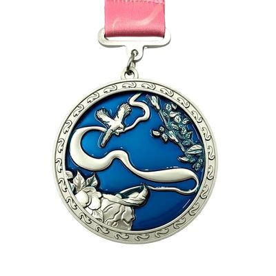 Beli Matt Silver 10K Virtual Run Challenge Finisher Medal / Medali yang dibuat dengan indah pembuatan online