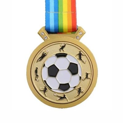Beli Medali Sepak Bola Custom Terukir / Medali Sepak Bola Emas dengan Lanyard Gratis pembuatan online