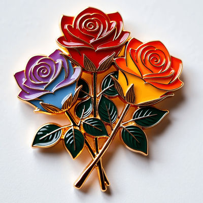 Beli Zinc Alloy Rose Bouquet Fridge Magnet dengan Daun Logam pembuatan online