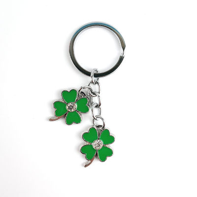 Beli Zinc Alloy Soft Enamel Four Leaf Clover Keychain menawan Good Luck Aksesoris pembuatan online
