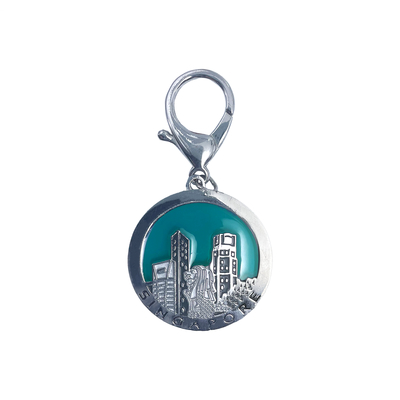 Beli Singapore Shiny Silver Translucent Enamels Keychain – A Stunning Tribute to Urban Elegance pembuatan online