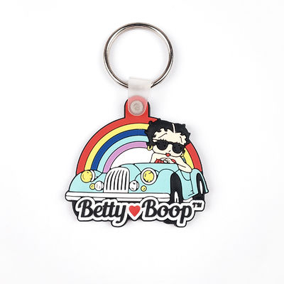 Keychain Karet Custom Logo Sisi Ganda Untuk Promosi Pemasaran Soft Keyrings PVC