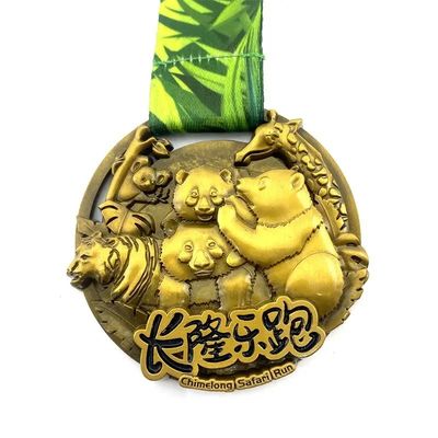 Tekstur Padat Emas Antik Medali Balapan Pribadi Joyrun Berthemasi Hewan Berlari