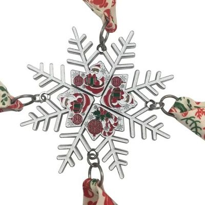 Snow Shape Magnetic Combined Series Natal Santa Medali Dengan Ribbon Featuring